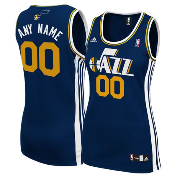 Women Utah Jazz Adidas Navy Custom Replica Road NBA Jersey